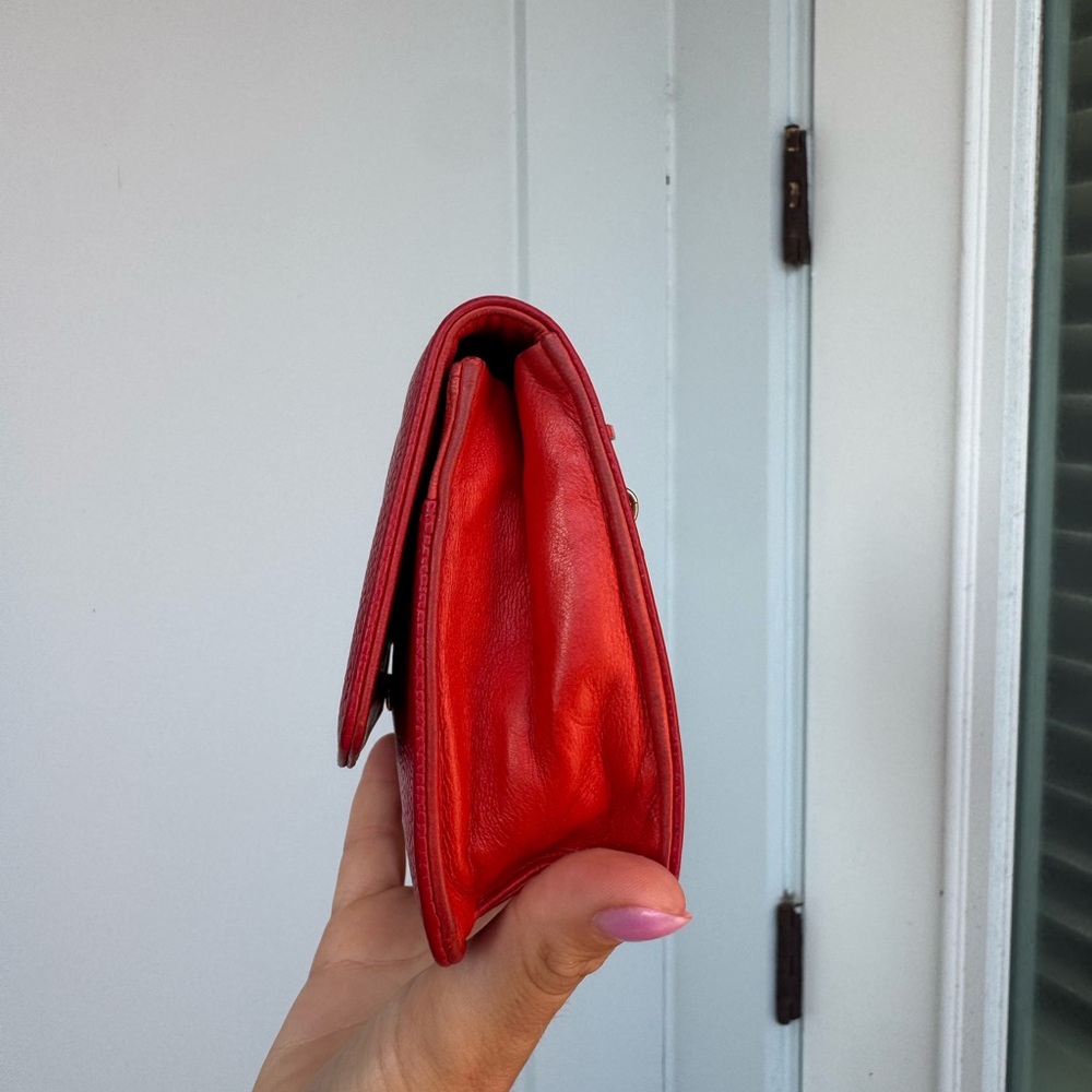 Vintage Chanel Red Caviar Leather Clutch Authentic, with Aftermarket Chain - Picture 8 of 14